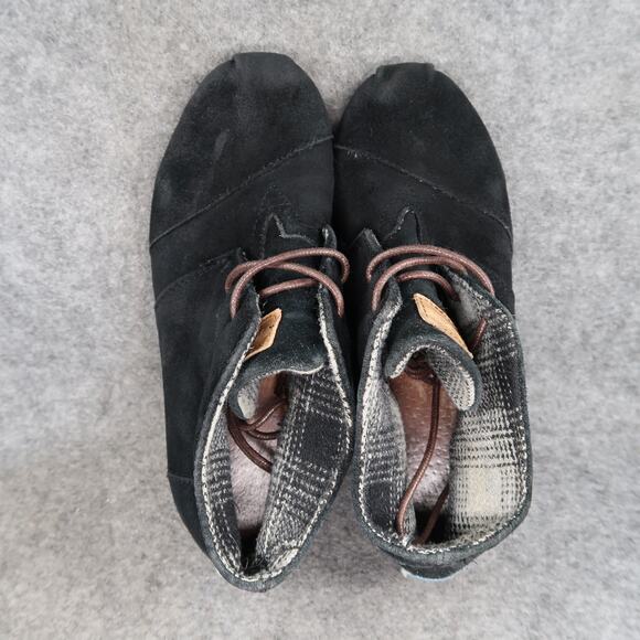 Toms Shoes Womens 6 Desert Booties Wedge Ankle Boot Fashion Casual Suede Black - Picture 9 of 15